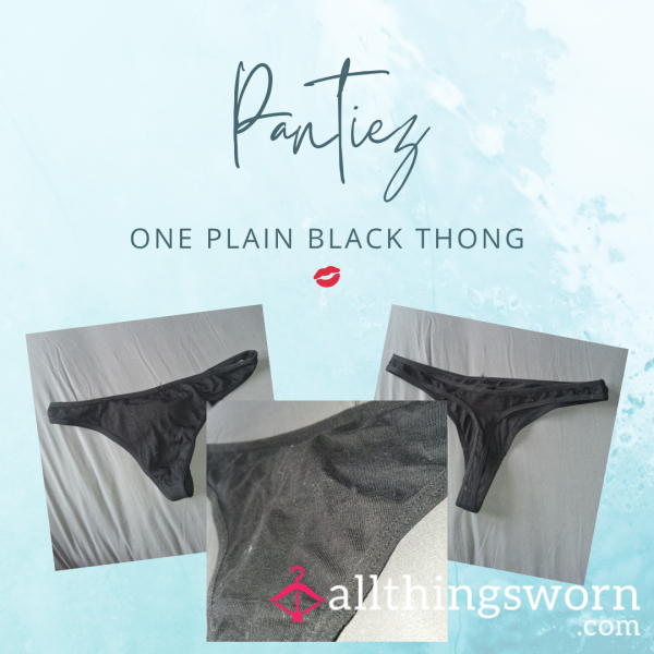 Black Cotton Thong