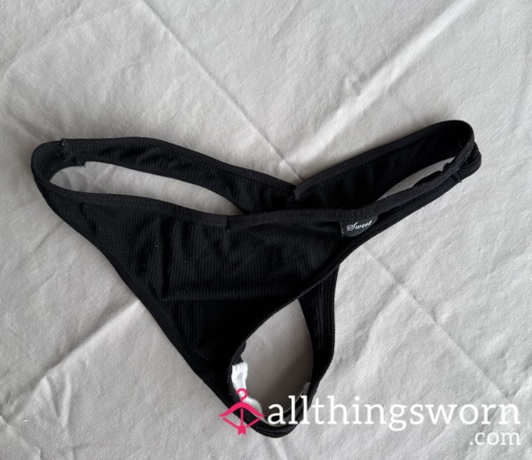 Black Cotton Thong
