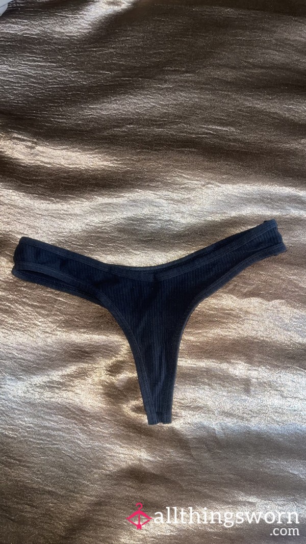 Black Cotton Thong