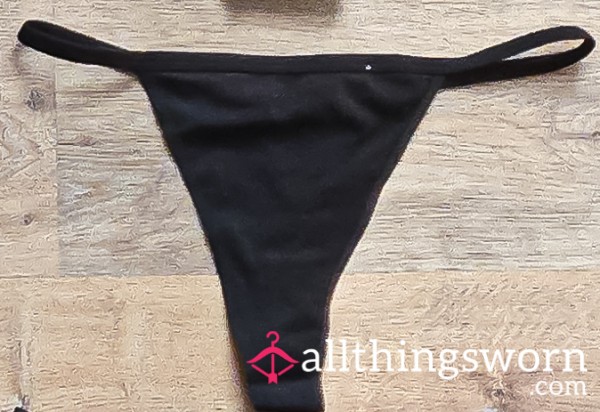 Black Cotton Thong