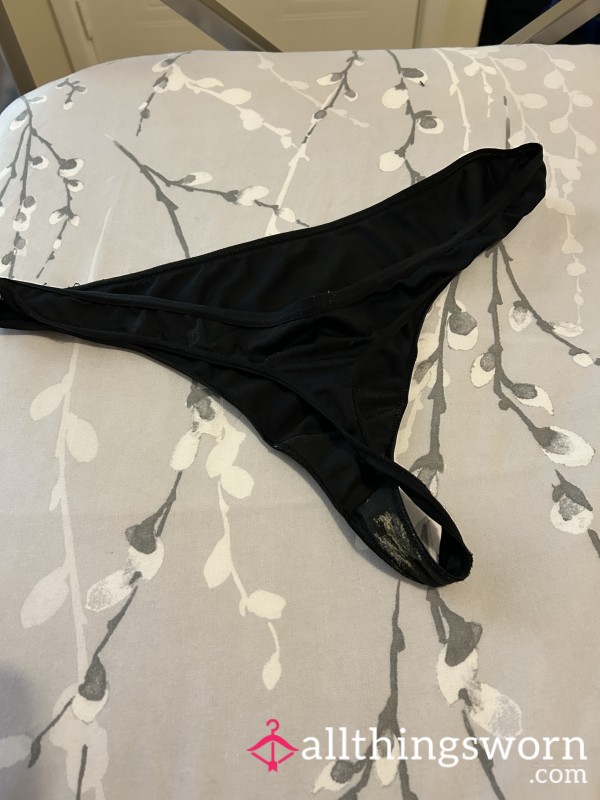 Black Cotton Thong