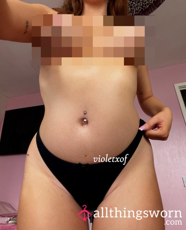 Black Cotton Thong