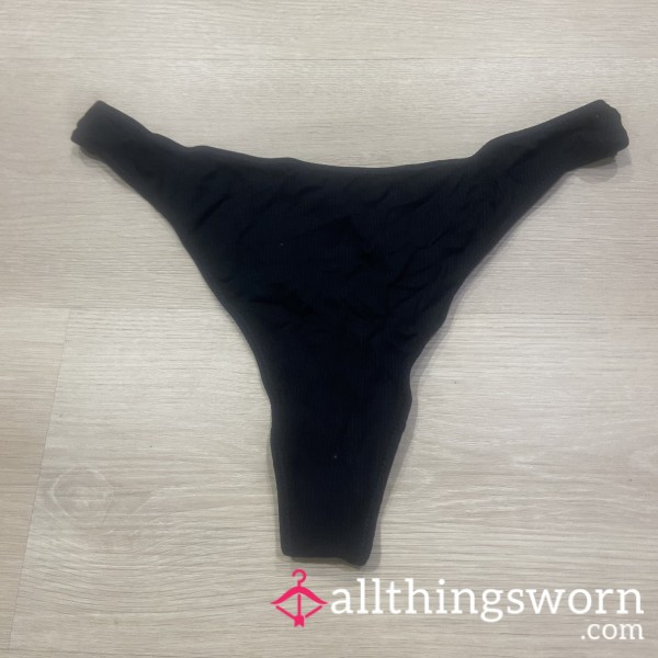 Black Cotton Thong