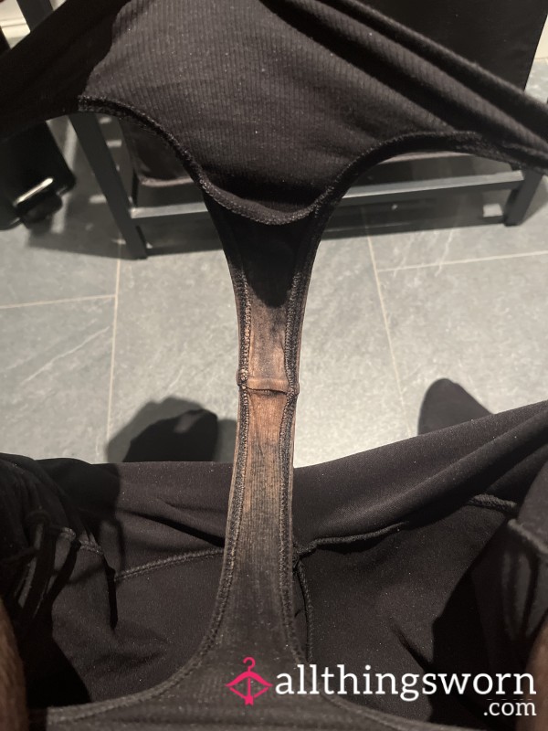Black Cotton Thong
