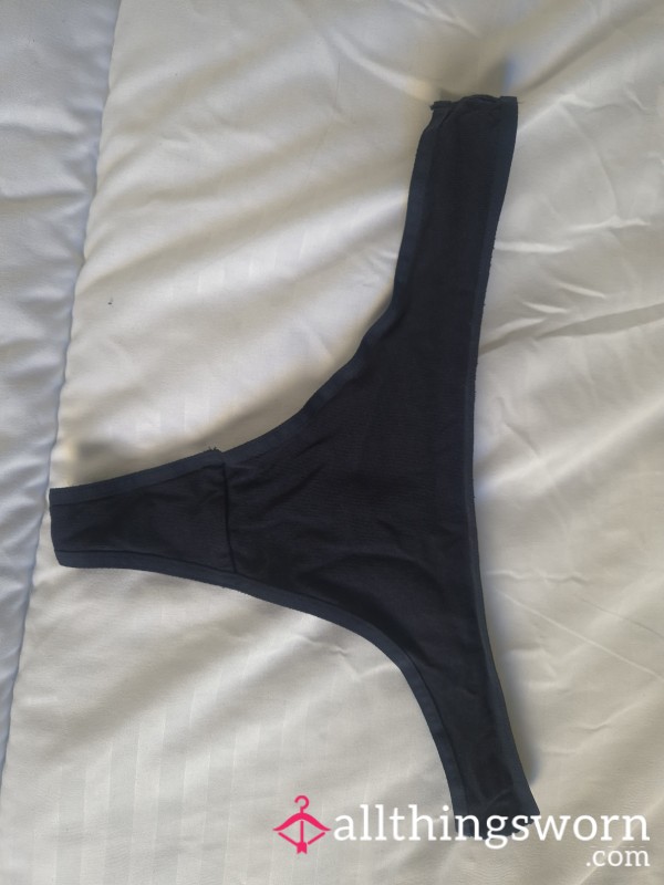Black Cotton Thong – Everyday Wear (Prepared After Purchase)