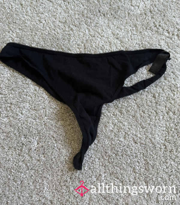 Black Cotton Thong, Extra Messy