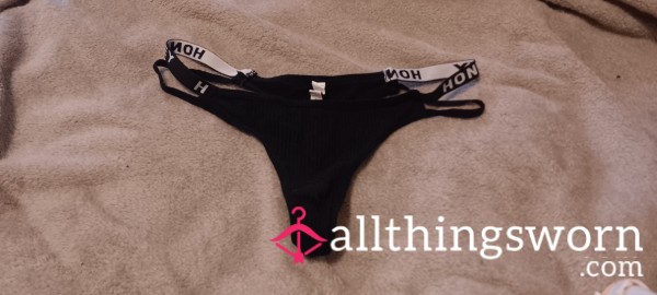 Black Cotton Thong Size-L
