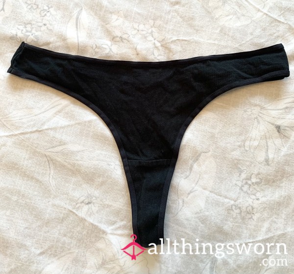 Black Cotton Thong, UK Postage Included