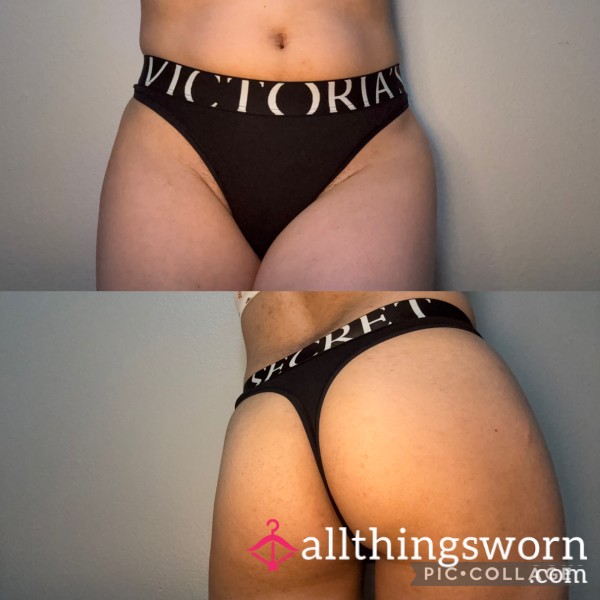 Black Cotton Thong VS Waistband
