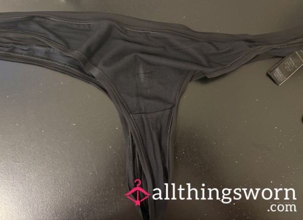 Black Cotton Thong
