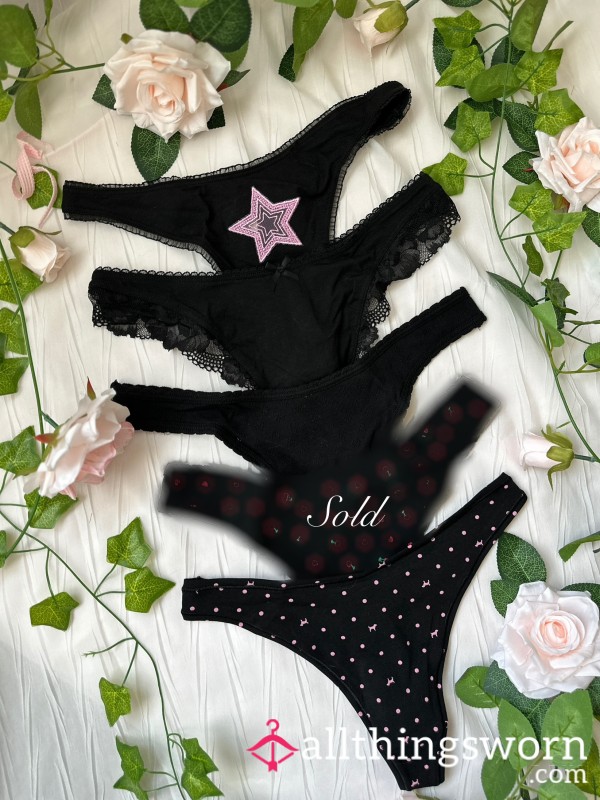 Black Cotton Thongs