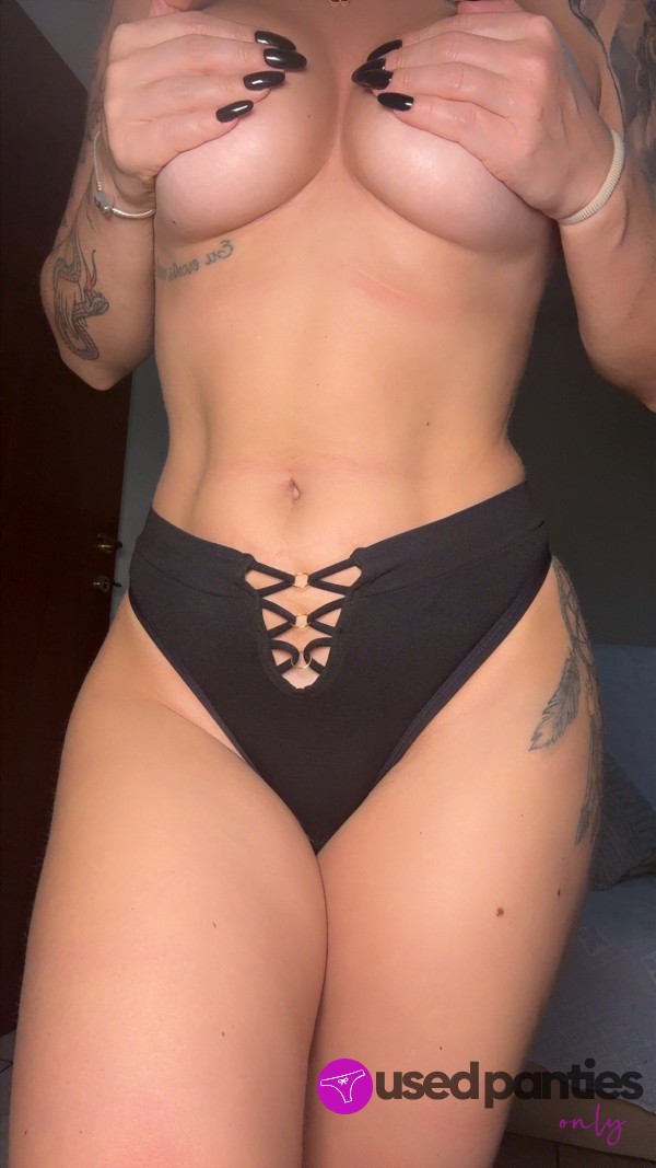 Black Cotton Thongs 3 Days Worn