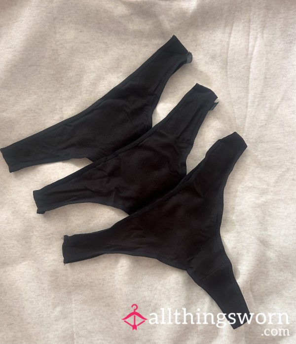Black Cotton Thongs