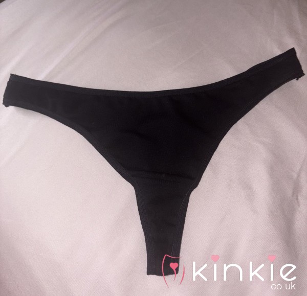 Black Cotton Work Thong