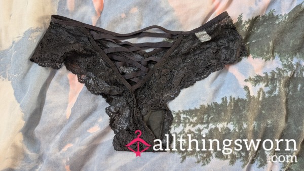 🖤 Black Criss-cross Brazilian Lace Panties