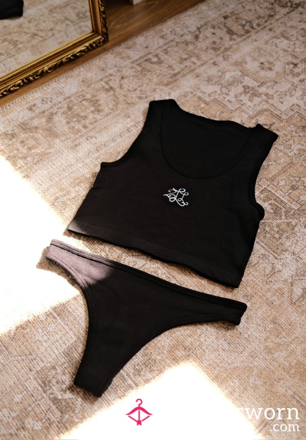 Black Crop Top And Thong Set, 72hr Wear 🖤
