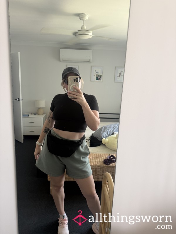 Black Crop Workout Top - Worn Minimum 24 Hours And 1-2 Sweaty Activities 💦🥵