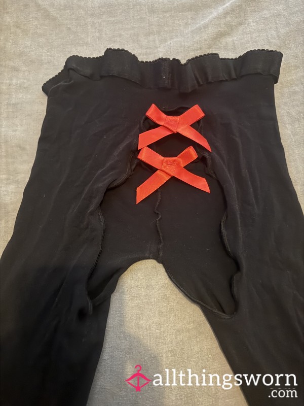 Black Crotchles Bow Tights