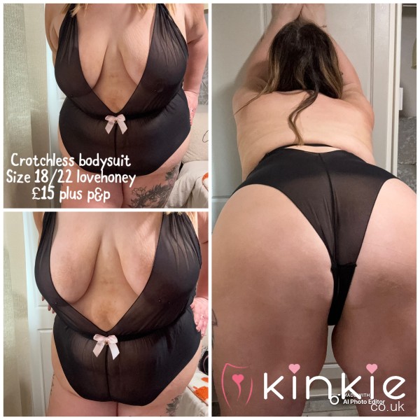 💦BLACK CROTCHLESS BODYSUIT 💦DIRTY CRUSTY STAINED