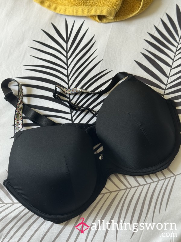 Black Diamante Bra Used For A Night Of Pa**ion. Free UK Delivery