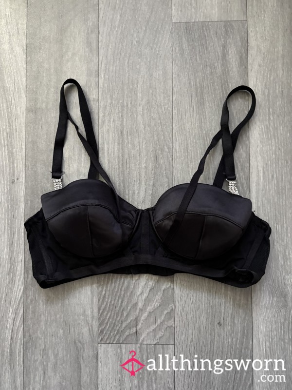Black Diamanté Bra