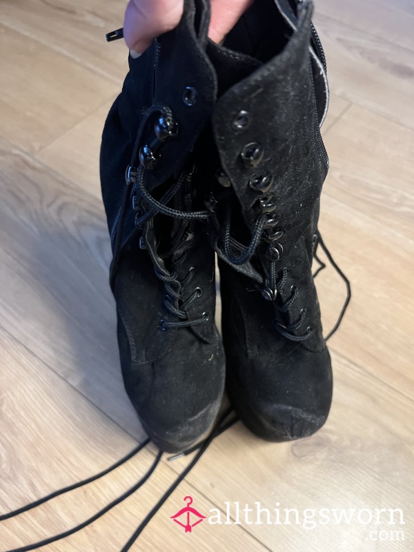 Black Exotic Dancer Heels. Worn Bare Foot!