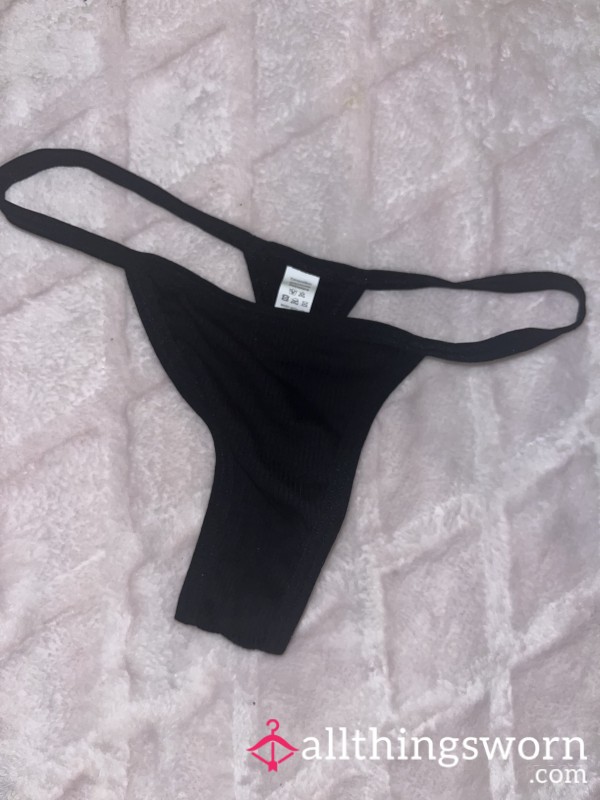 Black Extra Small Ribbed Cotton Thong 🖤