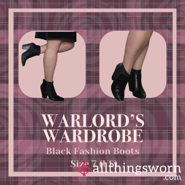 Warlord's Wardrobe: Black Fashion Boots, Size 7