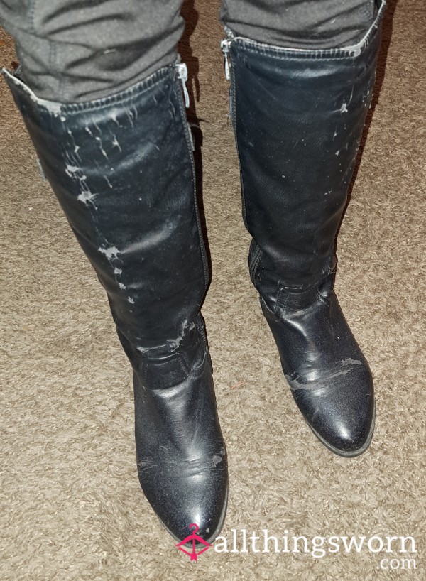 Black Faux Leather Boots