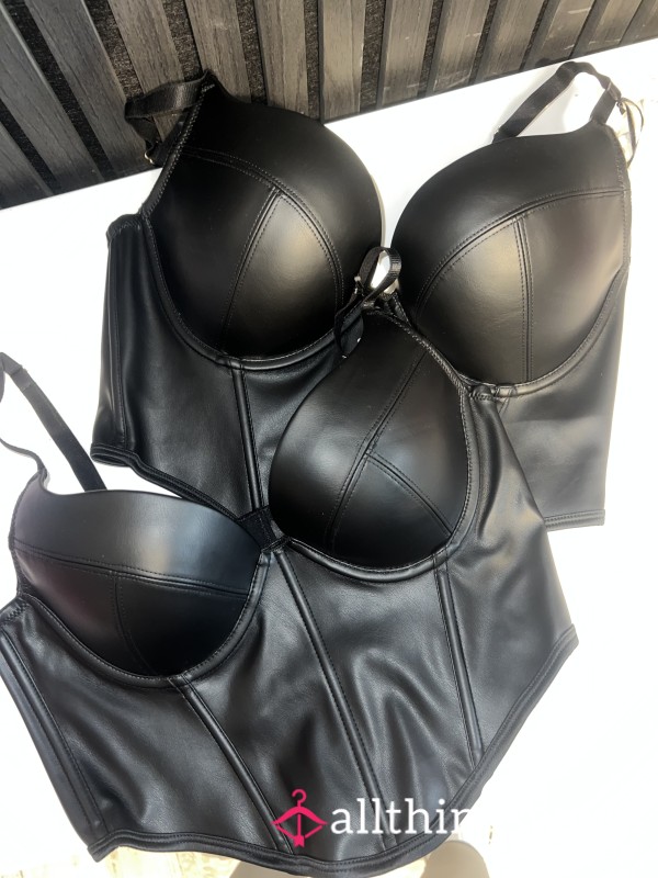 Black Faux Leather Corset Bras  🖤🤌🏻
