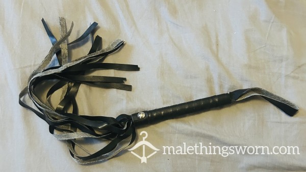 Black Faux Leather Ta**el Whip Prop. Well Used On My Arse While Other Guys Pounded Me