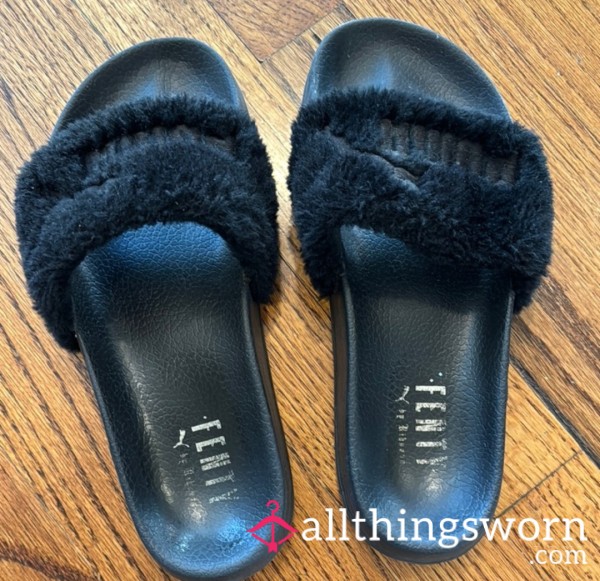 Black Fenty Slides