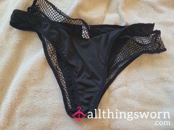 Black Fishnet And Strappy Thong Size Extra Large