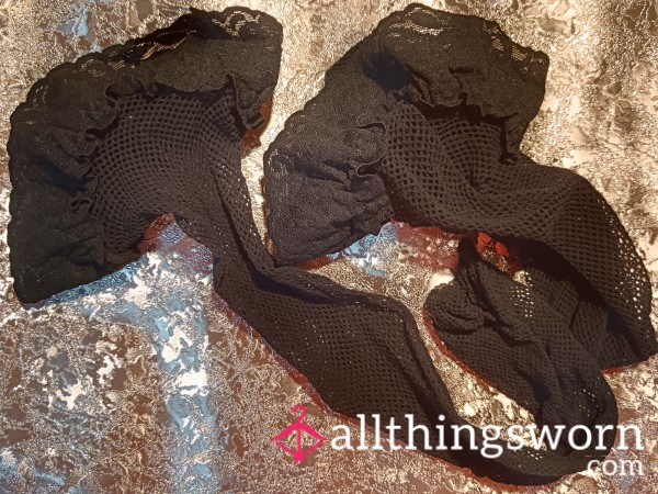 Black Fishnet Lace Topped Hold Ups
