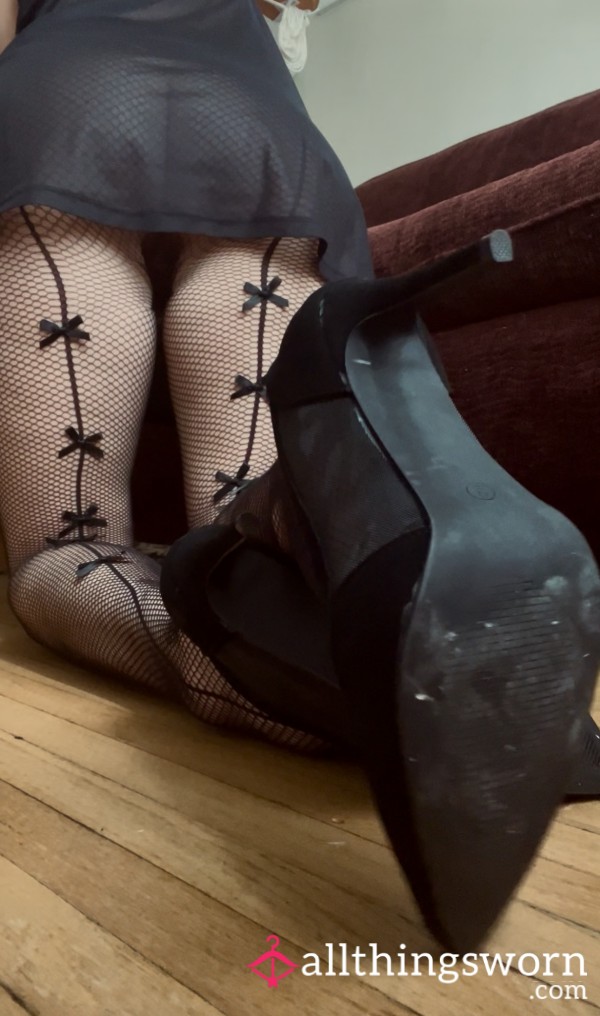 Black Fishnet Stockings With Bows