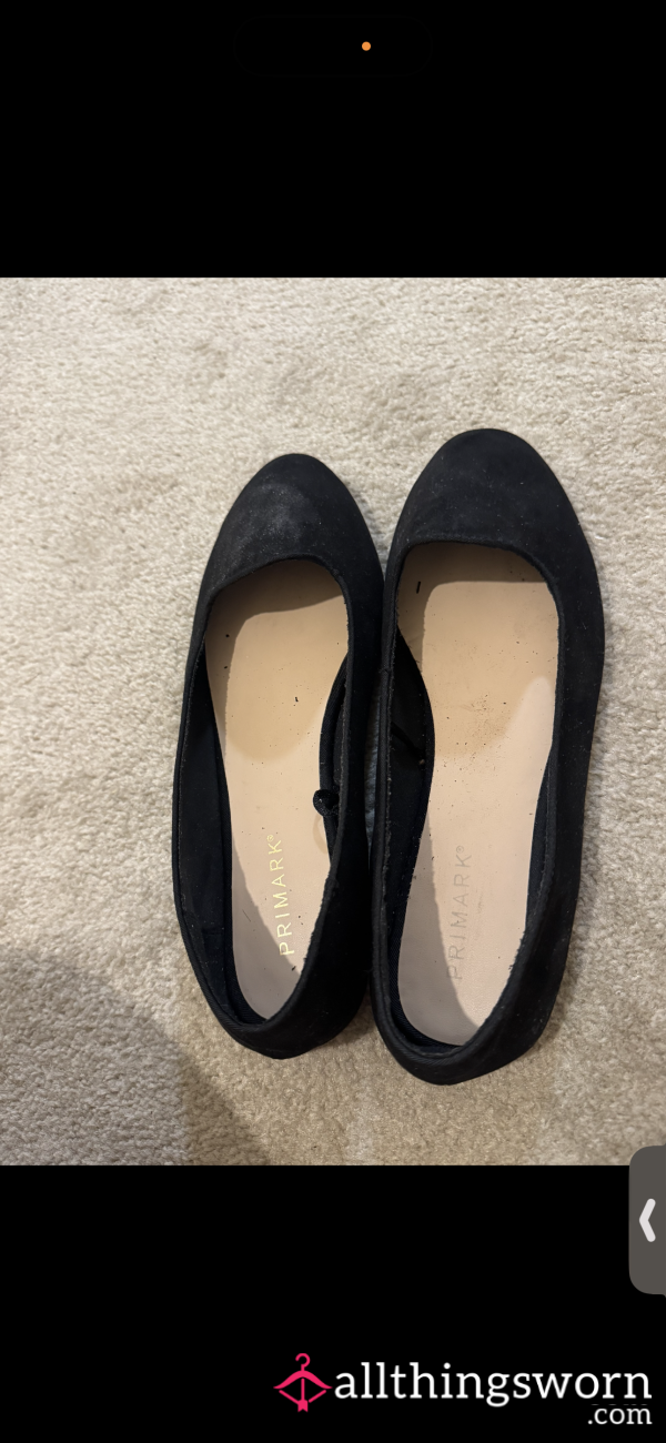 Black Flat Dolly Shoes Size 8