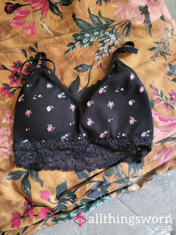 Black Flor*l Bra