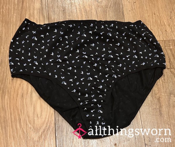 Black Flor*l Full Back Panties