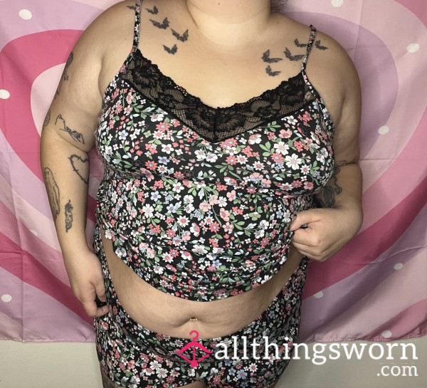 Black Flor*l Sleep Set-Size XL
