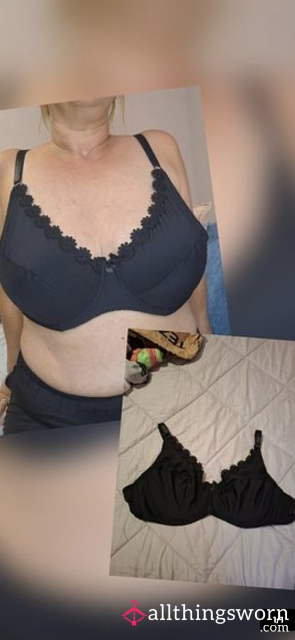 Black Flower Bra