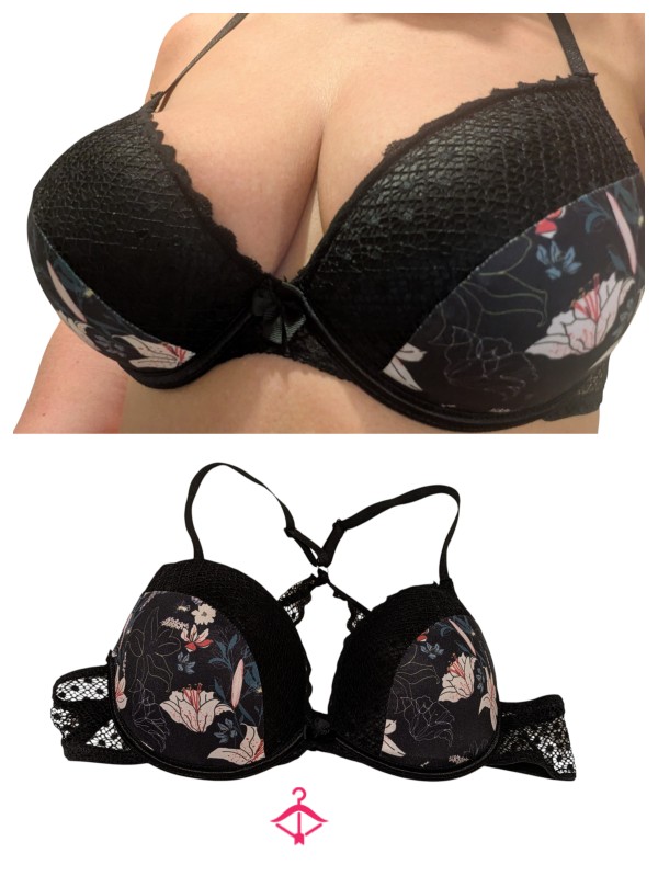 Black Flower Pattern Bra