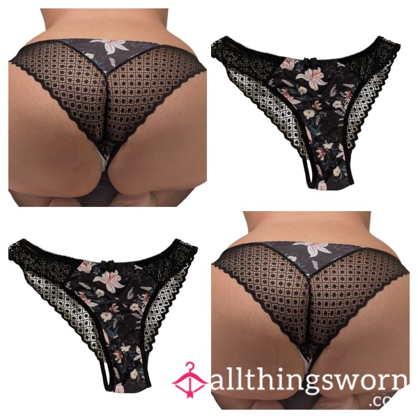 Black Flower Pattern Panties