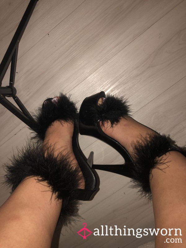 Black Fluffy Heels