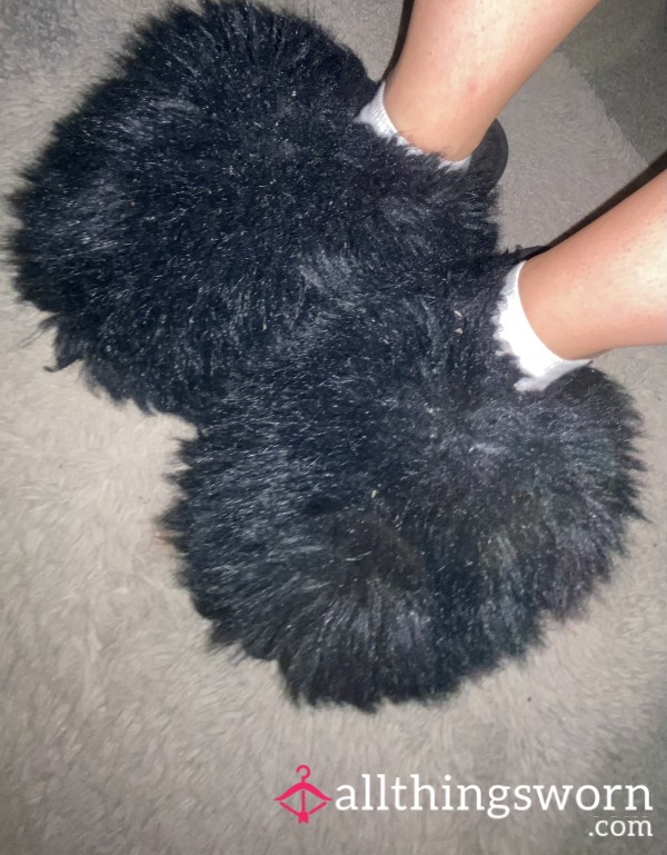 Black Fluffy Slippers 😉‼️with My Scent