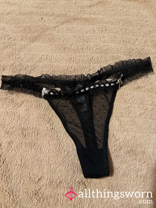 Black Frilly Thong