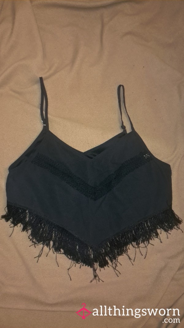 Black Fringey Tank Top