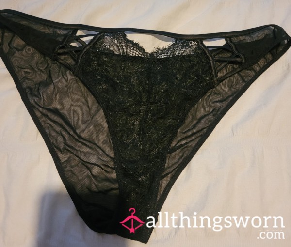 Black Full Mesh Back Lace Panties