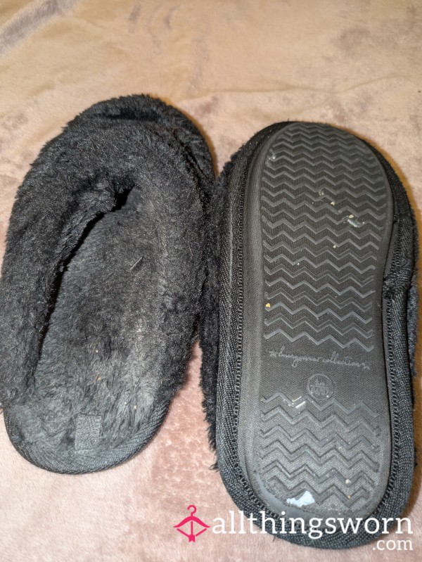 Black Fully Slippers - Once Worn During Doggy 🤫