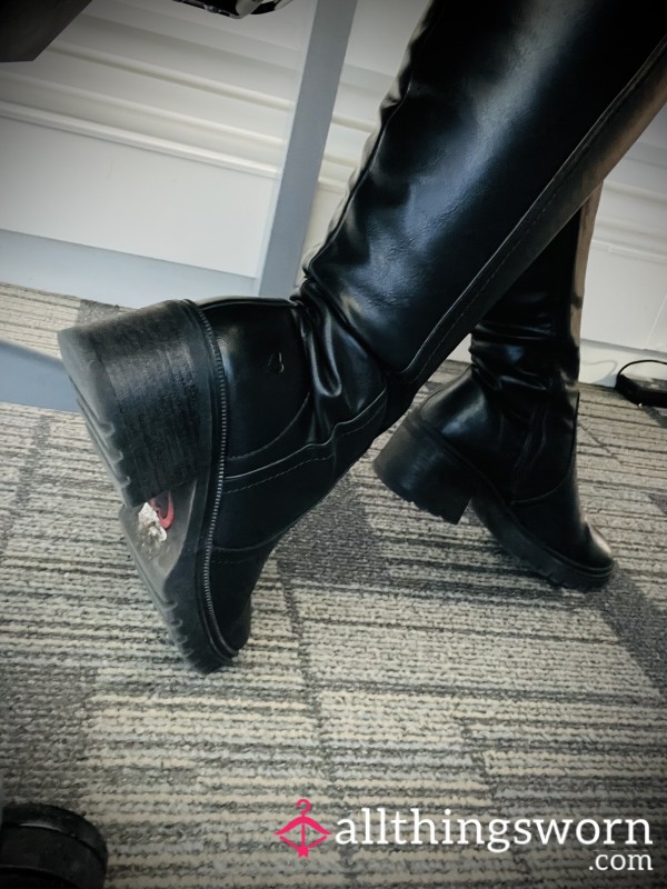 Black Fur Lined Knee High Boots
