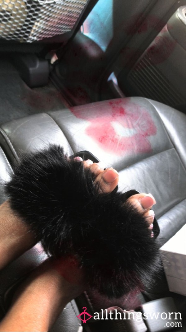Black Furry Sandals